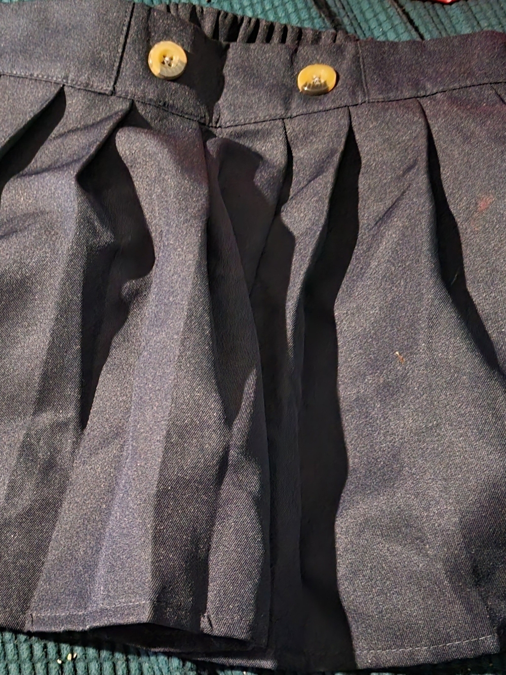 French Toast Girls Navy Pleated Skort with Gold Buttons